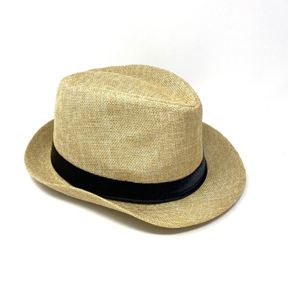 Mens' Straw Fedora Black Ribbon Hat Havana Dapper Spring Summer Accessory - Picture 1 of 9